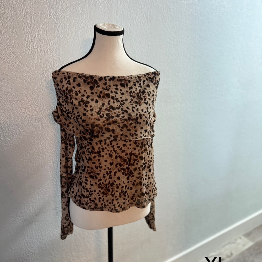 Bar III Animal Print Off-Shoulder Blouse